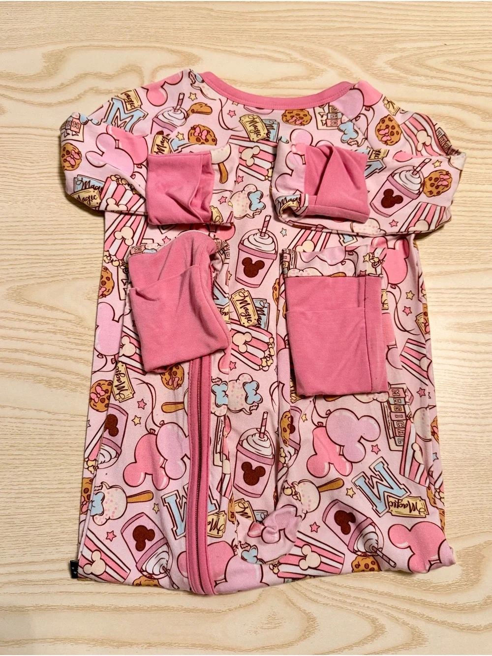 Blush Lotus Pink Disney Mickey Snacks Bamboo Zippy Size 18-24 months